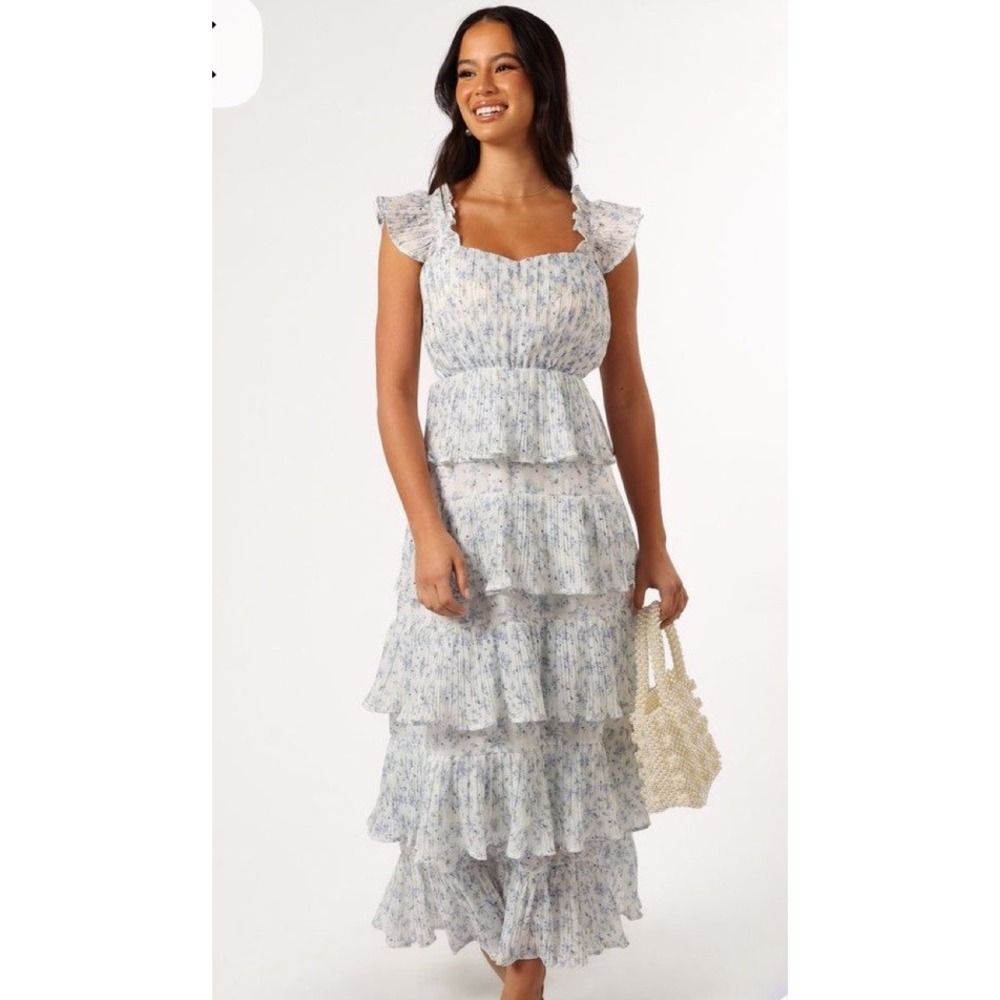 $142 Arula Ditsy Tiered Ruffled Maxi Dress Smocked Women Size Xl Floral Cottage